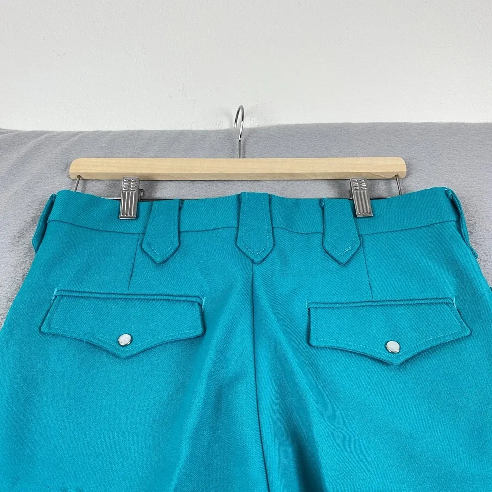 Vtg 70's MESQUITE NIVER Western Pants Mens 31x30 Teal Pearl Snap Flare Cowboy